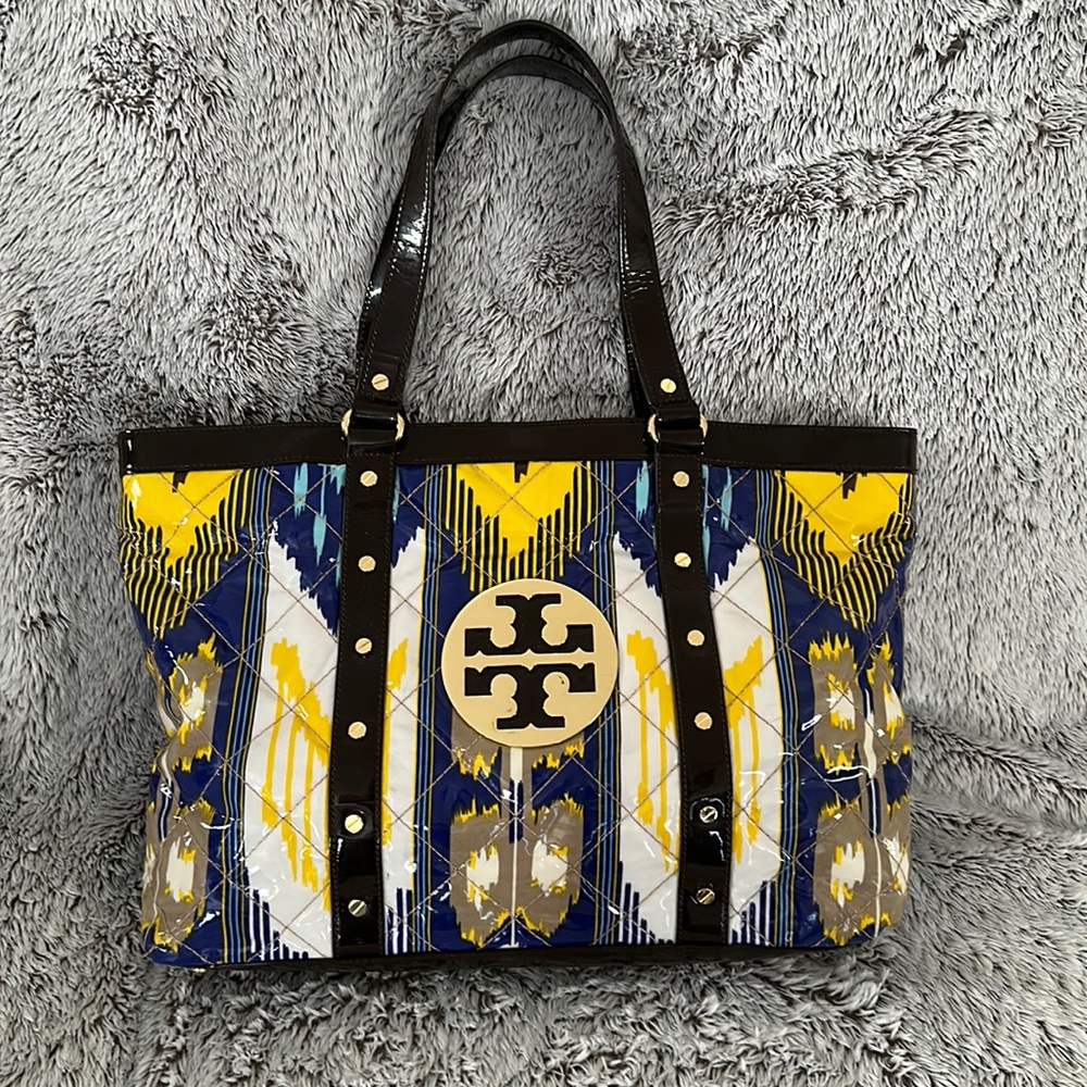 Tory Burch Patterned Patent Leather Totebag